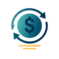 Working capital—dollar sign with circular arrows indicating cash-flow cycle.